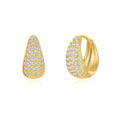 Brass diamond earclip earrings with geometric shape and gold electroplated finish