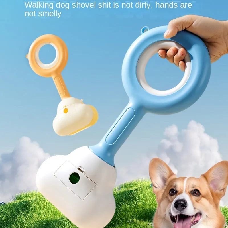 White blue ABS dog pooper scooper with cloud-shaped jaws for outdoor waste collection