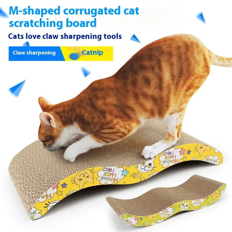 Corrugated paper cat scratch board available in seven different style variants.