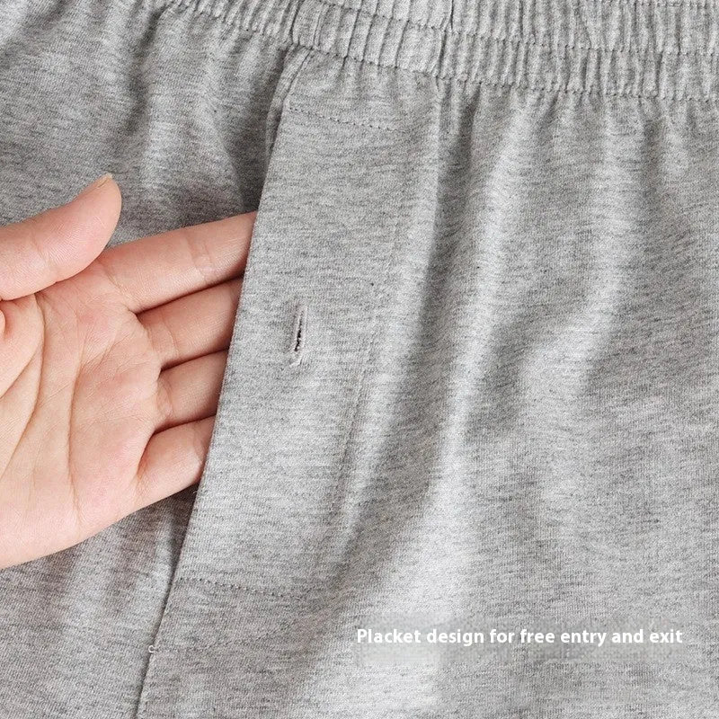 Men's high waist cotton boxer shorts in light grey, dark blue, and black colours.