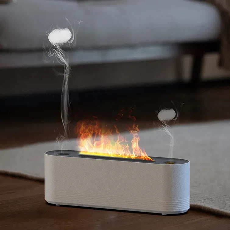 Black ultrasonic aroma diffuser with 7 colour flame LED display and cool mist emission