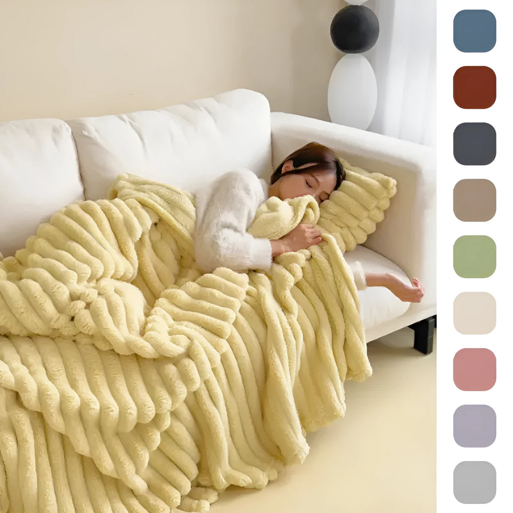 Soft Wind bubble velvet double-sided thickening polyester blanket in solid colour