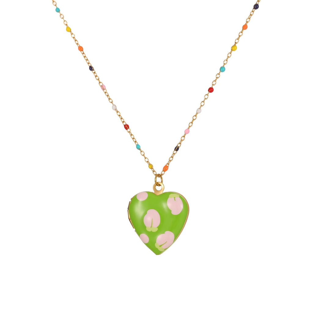 Gold-plated stainless steel necklace with fruit-shaped pendant on adjustable chain