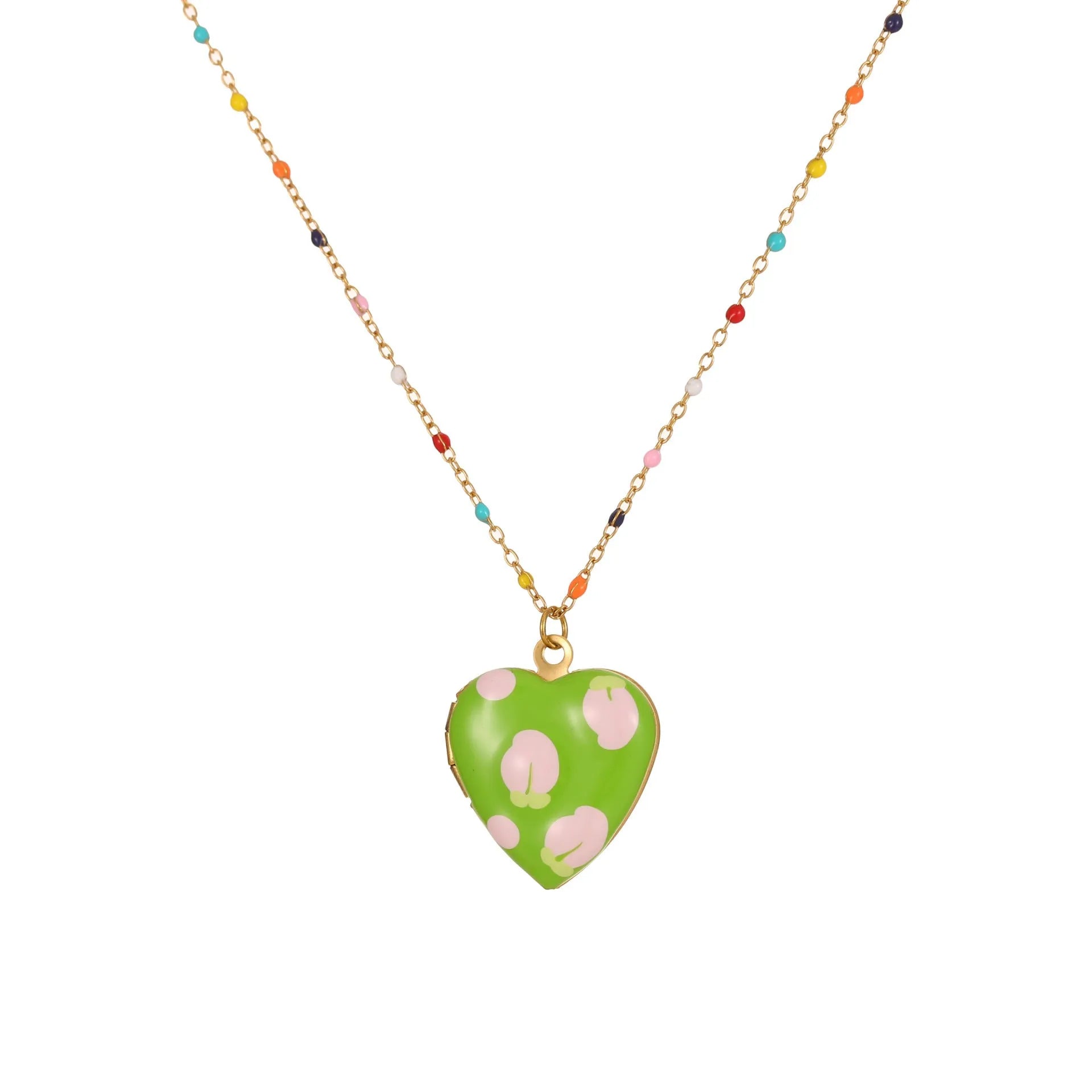 Gold-plated stainless steel necklace with fruit-shaped pendant on adjustable chain