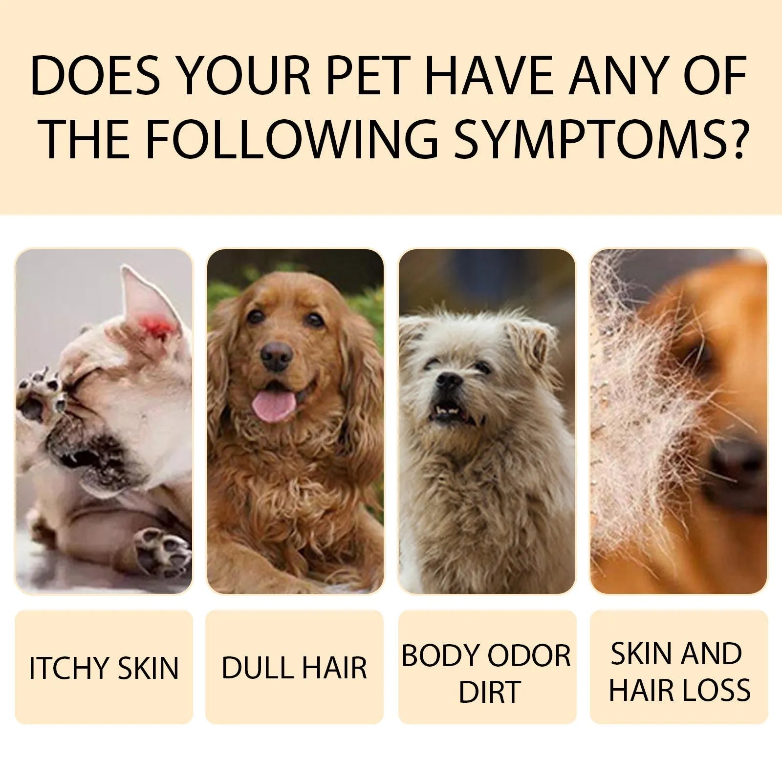 Bottle of mild pet shampoo for cats and dogs that softens fur and helps with knots
