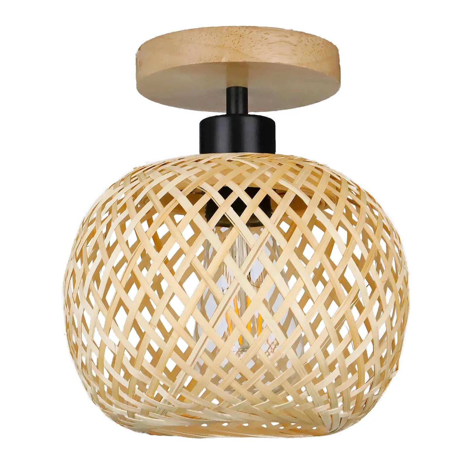 Japanese pastoral style bamboo ceiling lamp for hallways and corridors in natural wood colour.