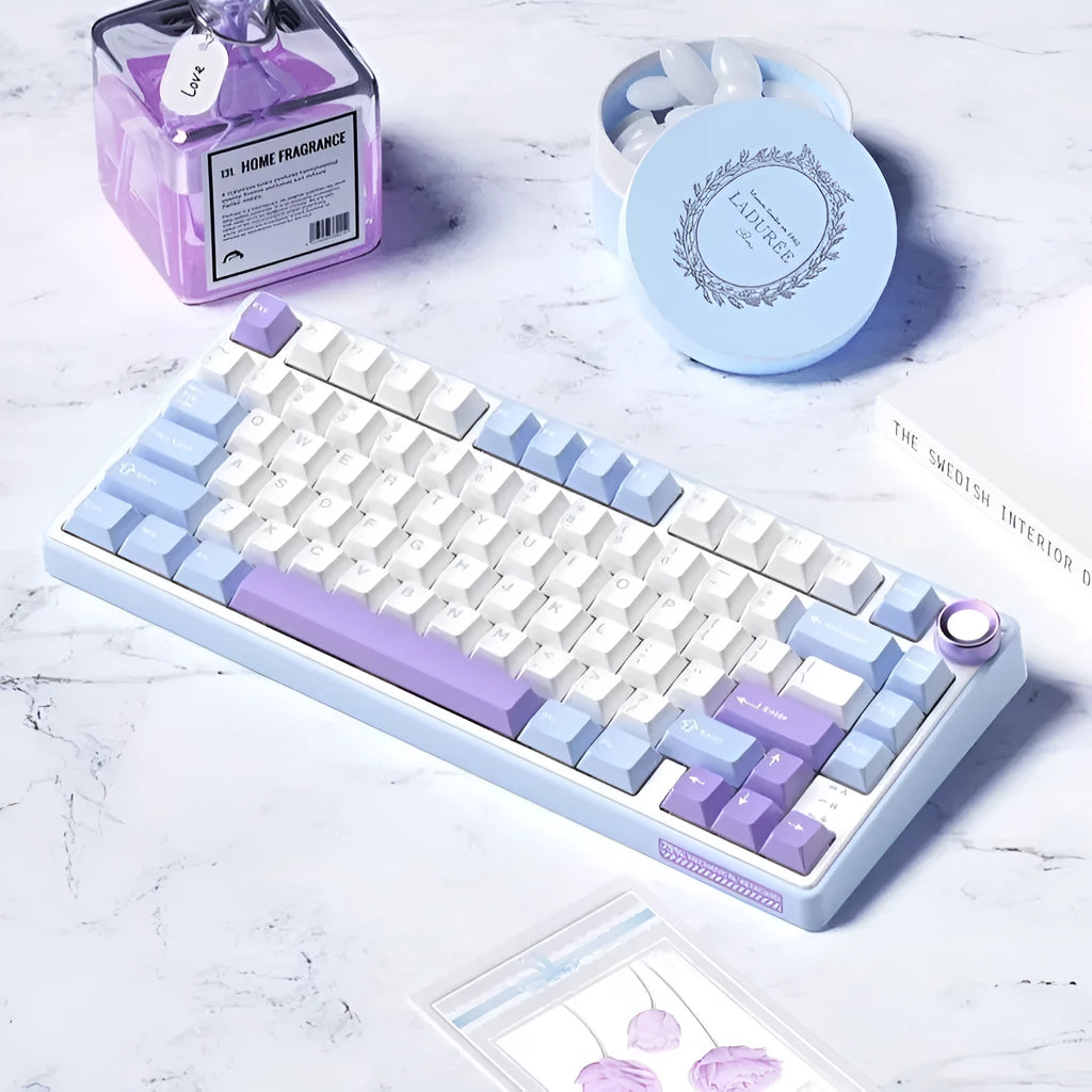Wireless mechanical keyboard with RGB lighting and hot-swappable switches in various colour options