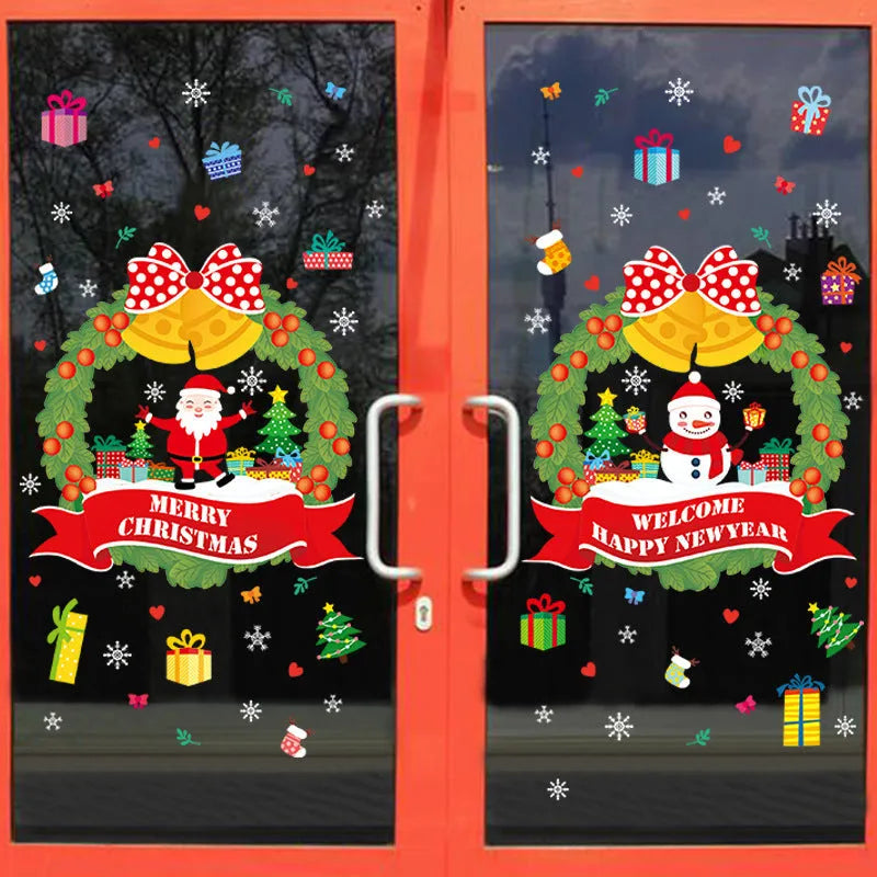 Large colourful cartoon Christmas static wall sticker for windows