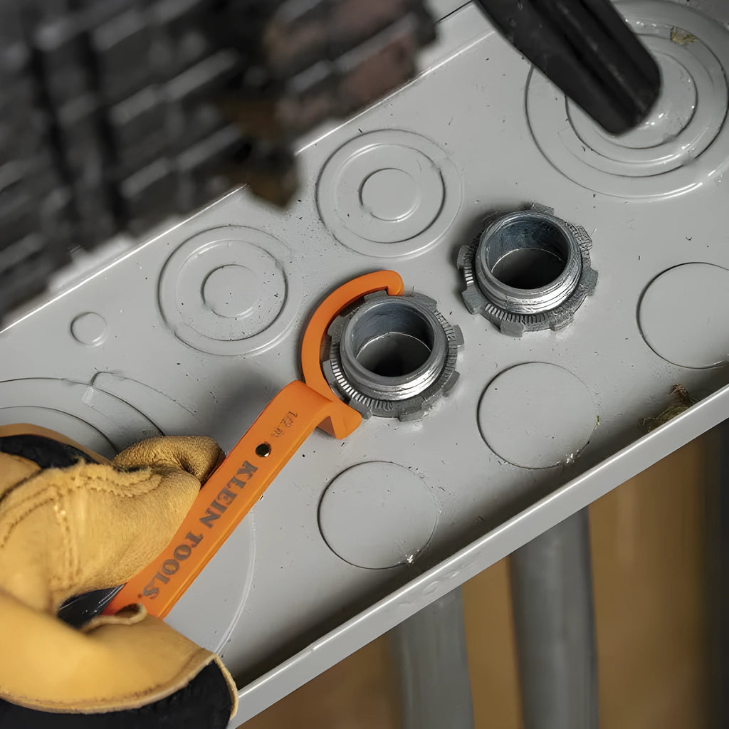 Three-piece wrench set showing orange, grey, and black wrenches with magnetic crescent and catheter locking types