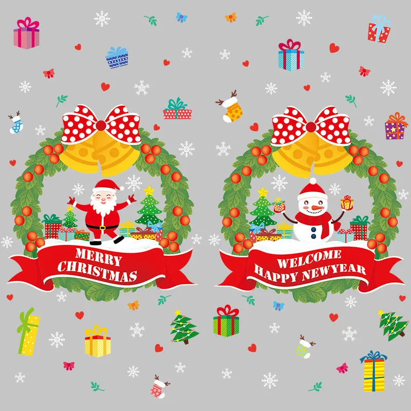 Large colourful cartoon Christmas static wall sticker for windows