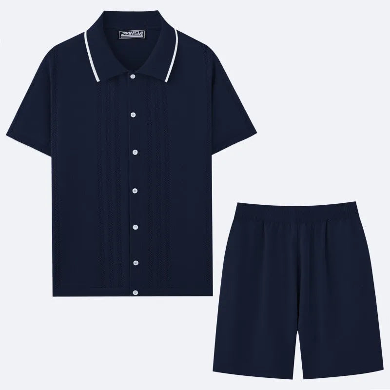 Business casual Tencel fabric two-piece set with short sleeve top and matching shorts in six colour options