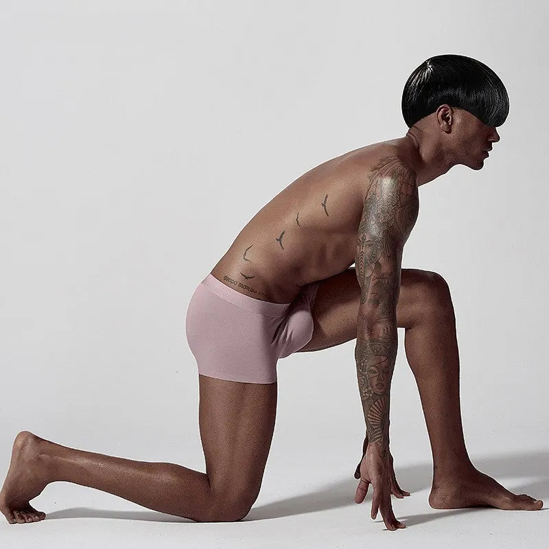 Seamless modal men's underwear in white pink green colours mid waist fit