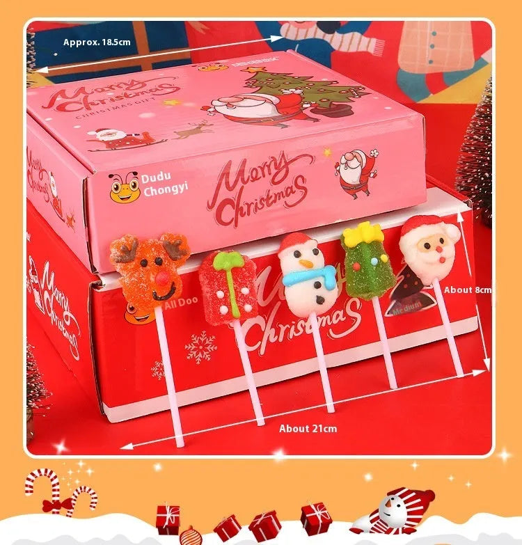 Christmas soft lollipop gift box with 18 or 30 soft candy sticks in festive packaging