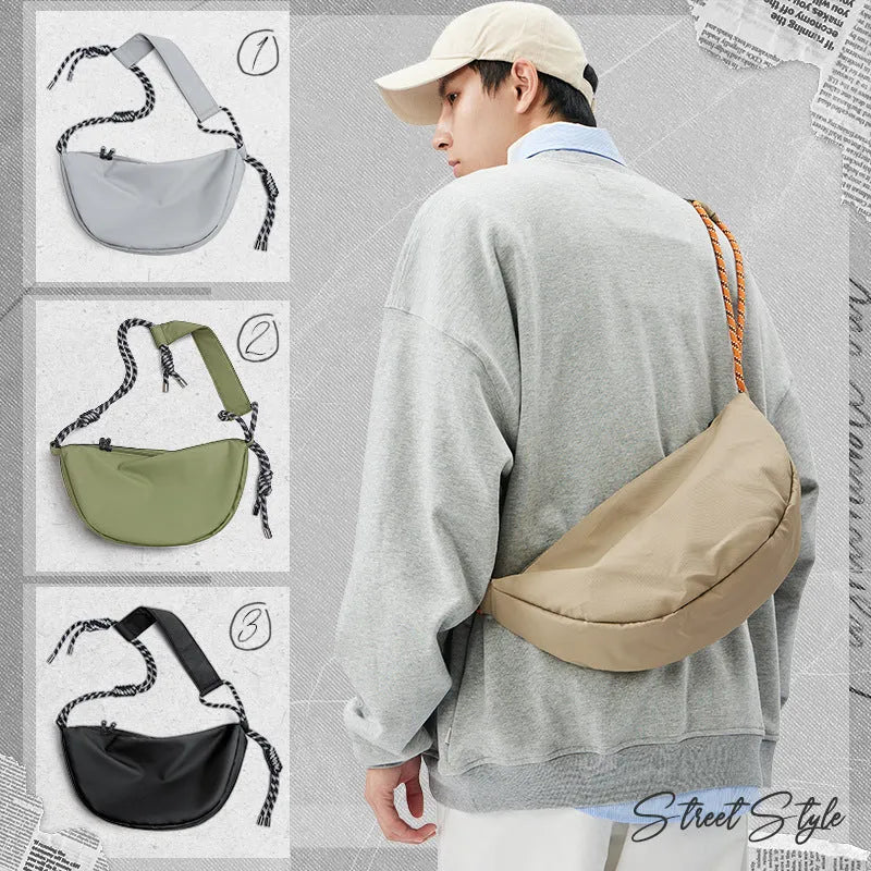 Men's lightweight nylon messenger bag in urban simplicity style with large capacity for commuting and exercise