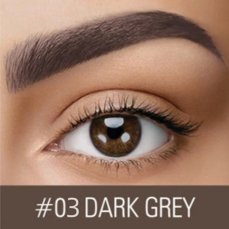 Waterproof quick-drying eyebrow cream in brown and black shades with dark grey and golden yellow options