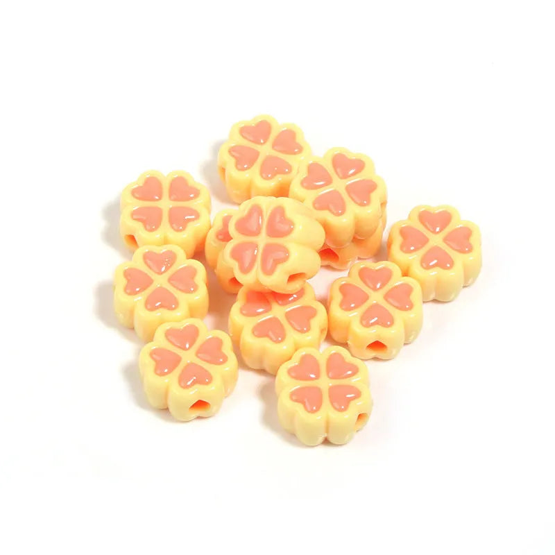 15mm frosted acrylic love clover beads in various colours for jewellery making