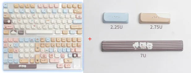 Sea salt cat themed PBT keycap set for mechanical keyboards with spacebar and supplement caps
