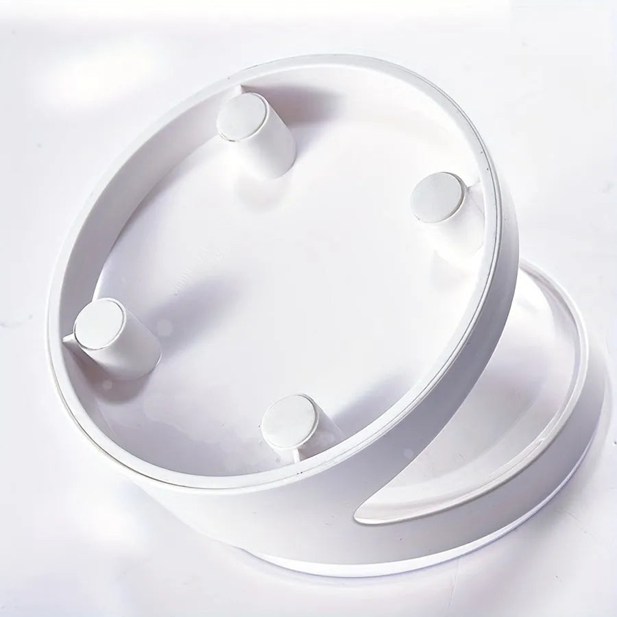White elevated plastic cat bowl with anti-vomit tilt design
