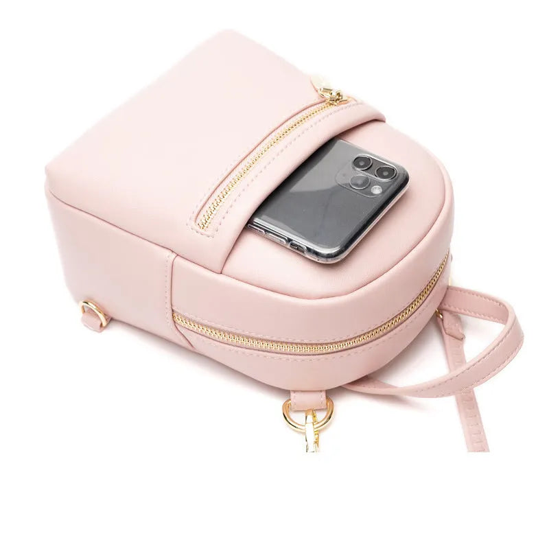 Soft PU mini backpack in street trend style with three-dimensional pocket and six colour options