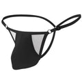 Men's geometric pattern ice silk T-back underwear in light purple colour, showing thin straps and adjustable waistband.