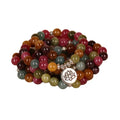 Tourmaline-coloured alloy bracelet with 108 beads and a hanging lotus charm