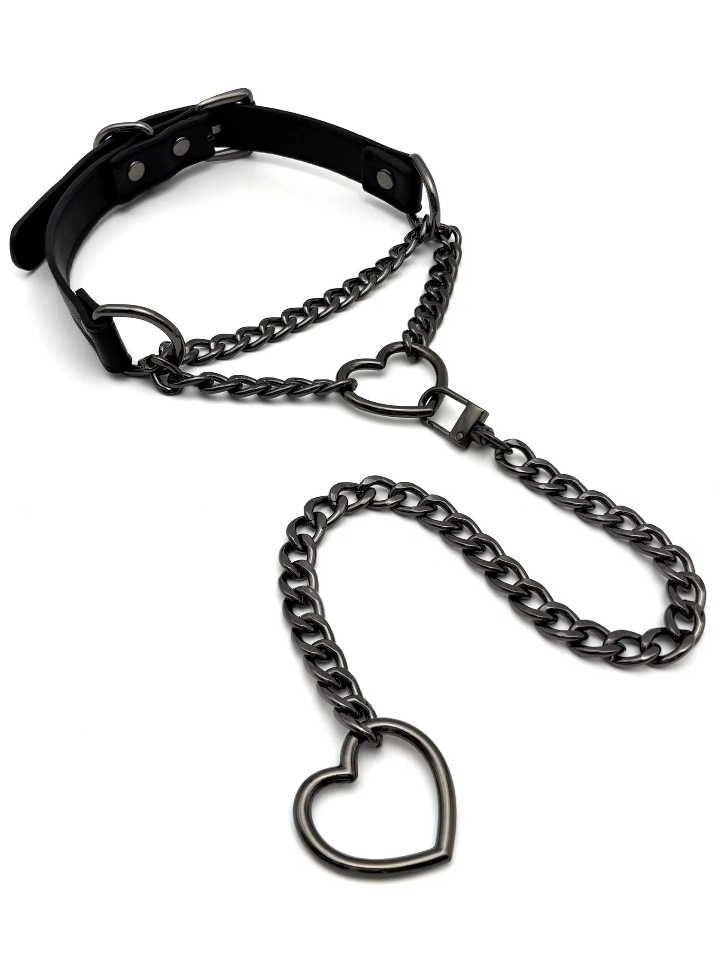 European American personalized love neckband in leather for men and women couple choker black gold