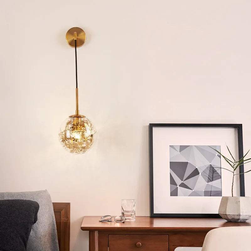 Modern glass wall lamp in golden flower or silver flower with 15cm or 20cm size options