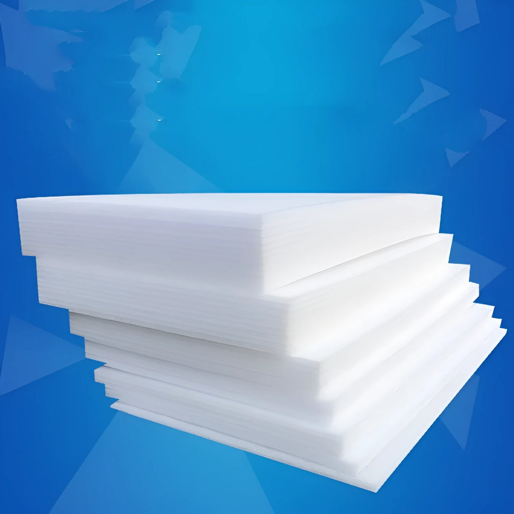 A large white EPE pearl cotton foam board showing its 200cm by 100cm dimensions and 10mm thickness.