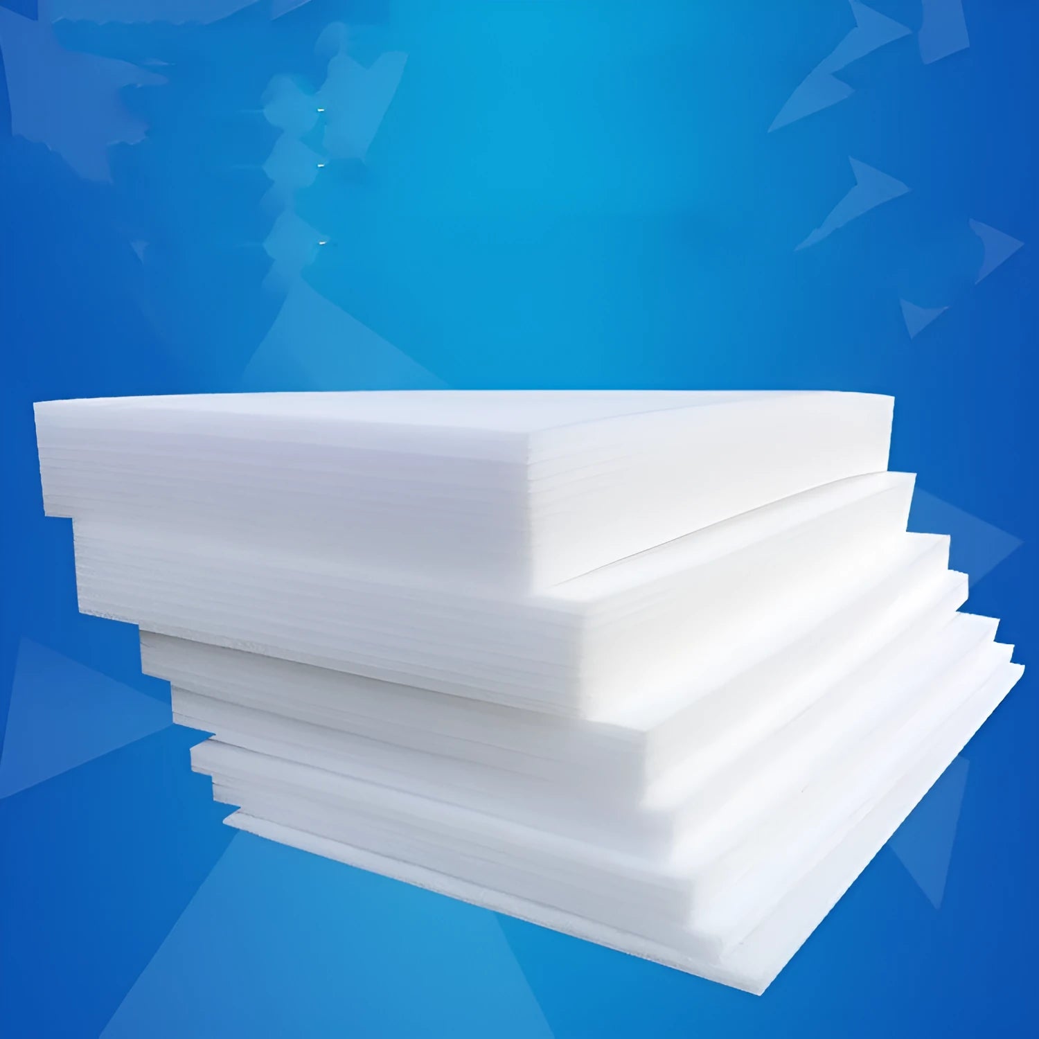 A large white EPE pearl cotton foam board showing its 200cm by 100cm dimensions and 10mm thickness.