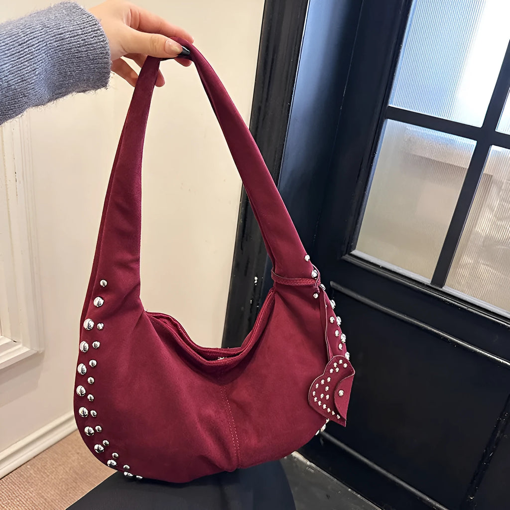 Soft plush retro tote handbag in strapless underarm design showing available colour options