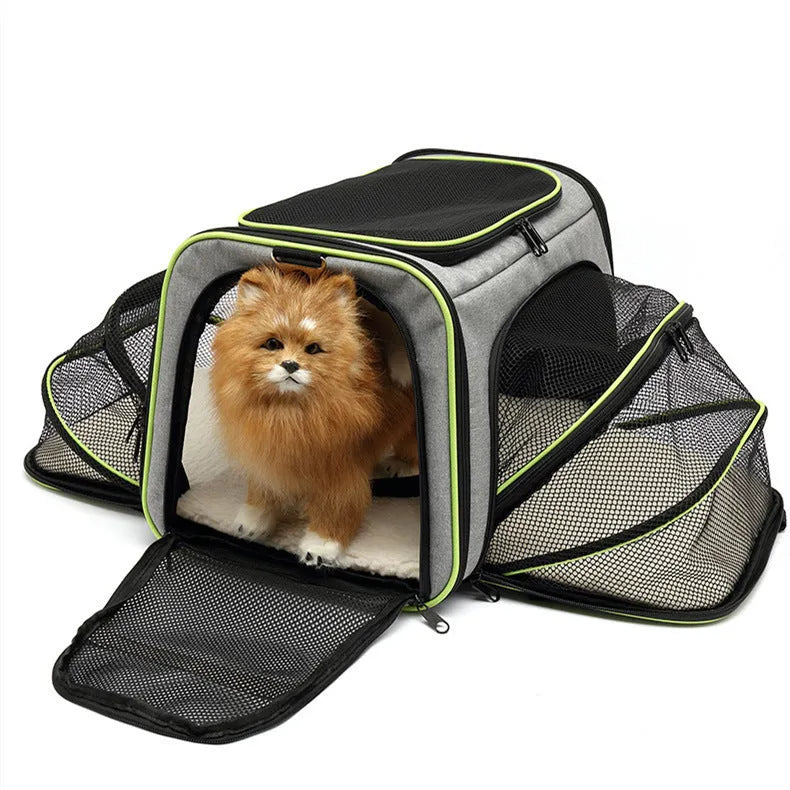 Cat carrier bag in solid colour with 600D cation fabric construction and portable design