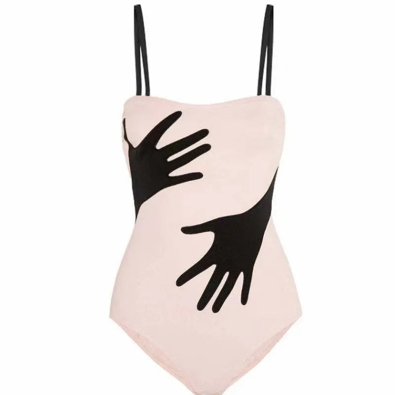 Women's one-piece bikini swimsuit in polyester fabric for beach swimming