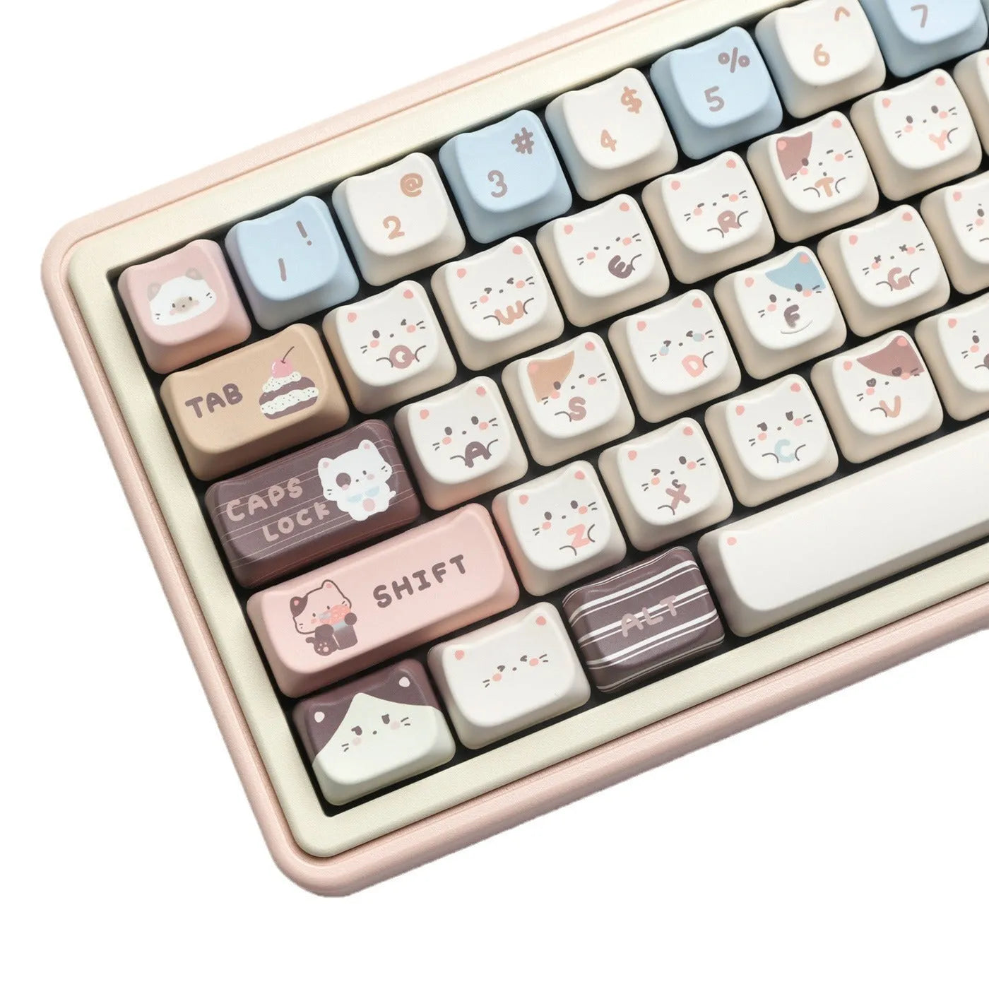 Sea salt cat themed PBT keycap set for mechanical keyboards with spacebar and supplement caps