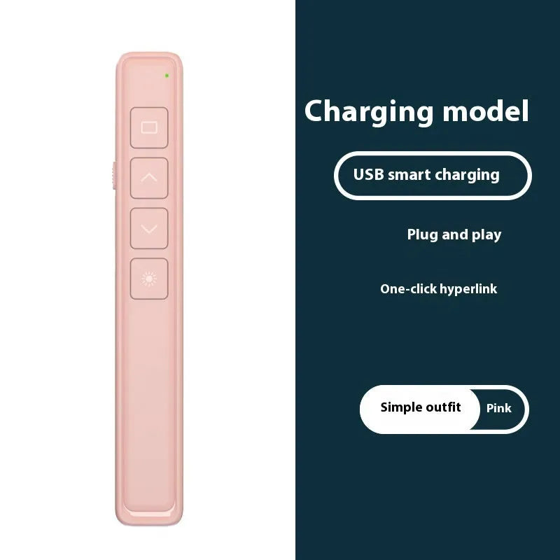 Wireless presentation remote control pen for PowerPoint in black, white, and pink colour options.