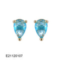Gold-plated brass drop-shaped earrings with zircon stones in candy colours