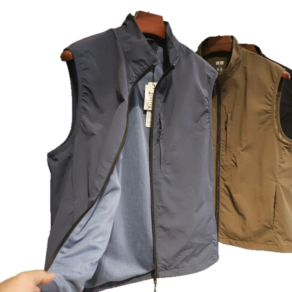 Men's retro style thin nylon bandage vest in army green with side pockets