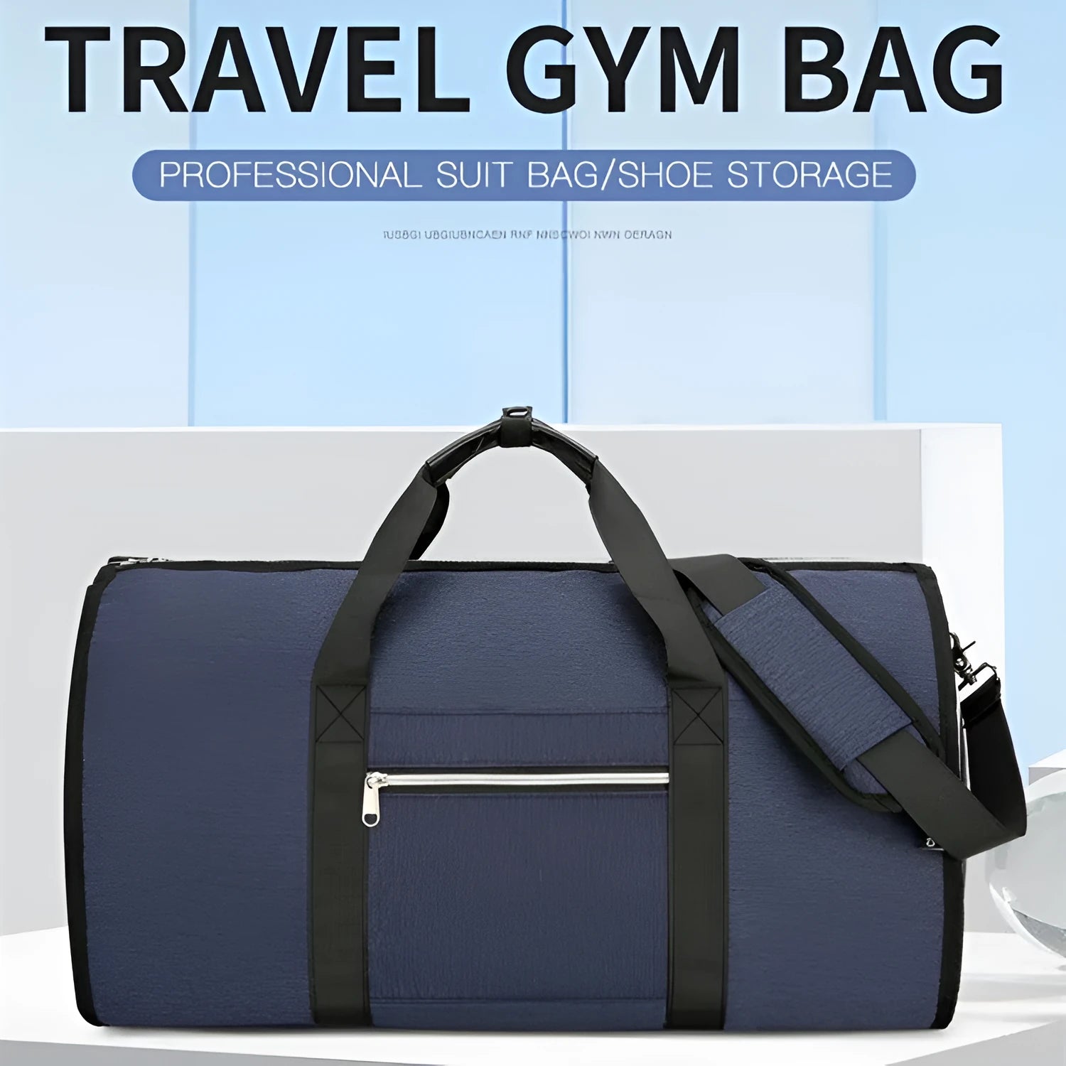 An Oxford cloth expandable sports storage bag in grey, showing compartments for dry wet separation.