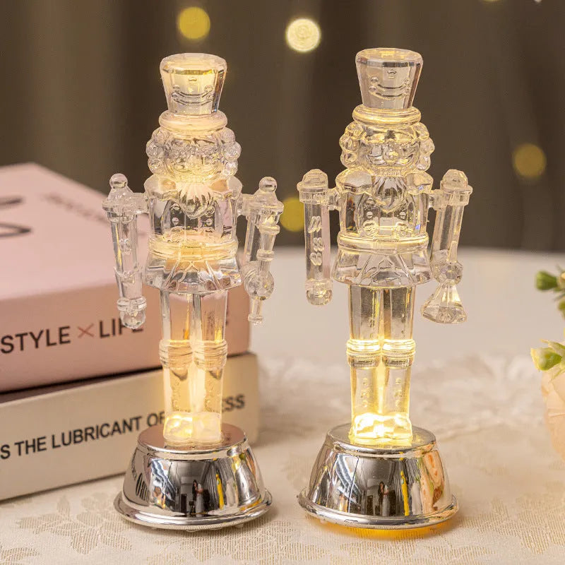 Transparent plastic Walnut Soldier nutcracker Christmas ornament, 12cm tall.
