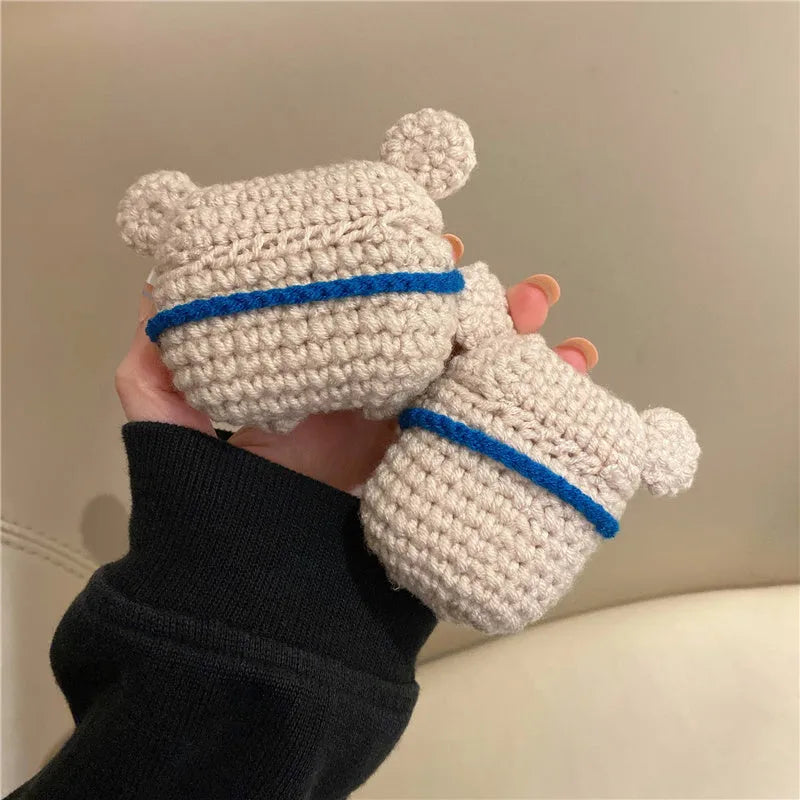 Handmade knitted koala bear backpack protective sleeve for Apple AirPods earbuds