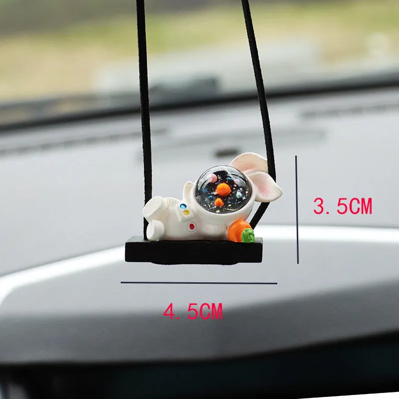 Resin astronaut car pendant in cartoon style with hook for hanging