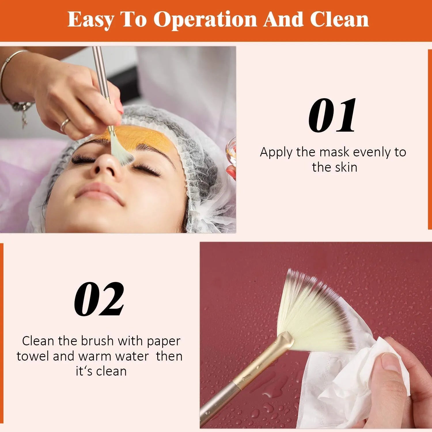 10 professional facial fan brushes with champagne finish acrylic handles and protective covers