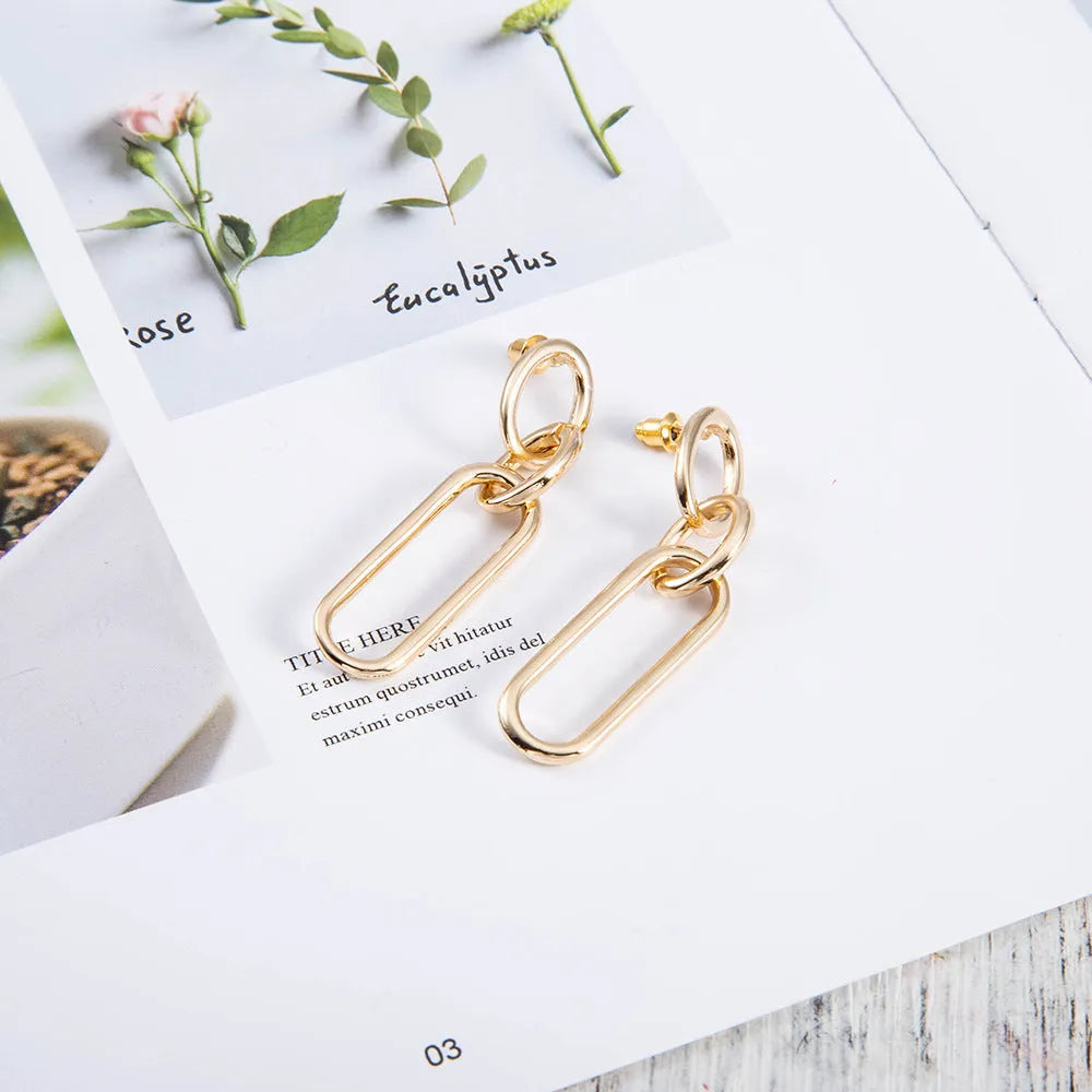 Sterling silver colour geometric hoop earrings with ring and line design for women