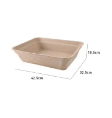 Brown disposable biodegradable cat litter box showing three size options for small litter trays