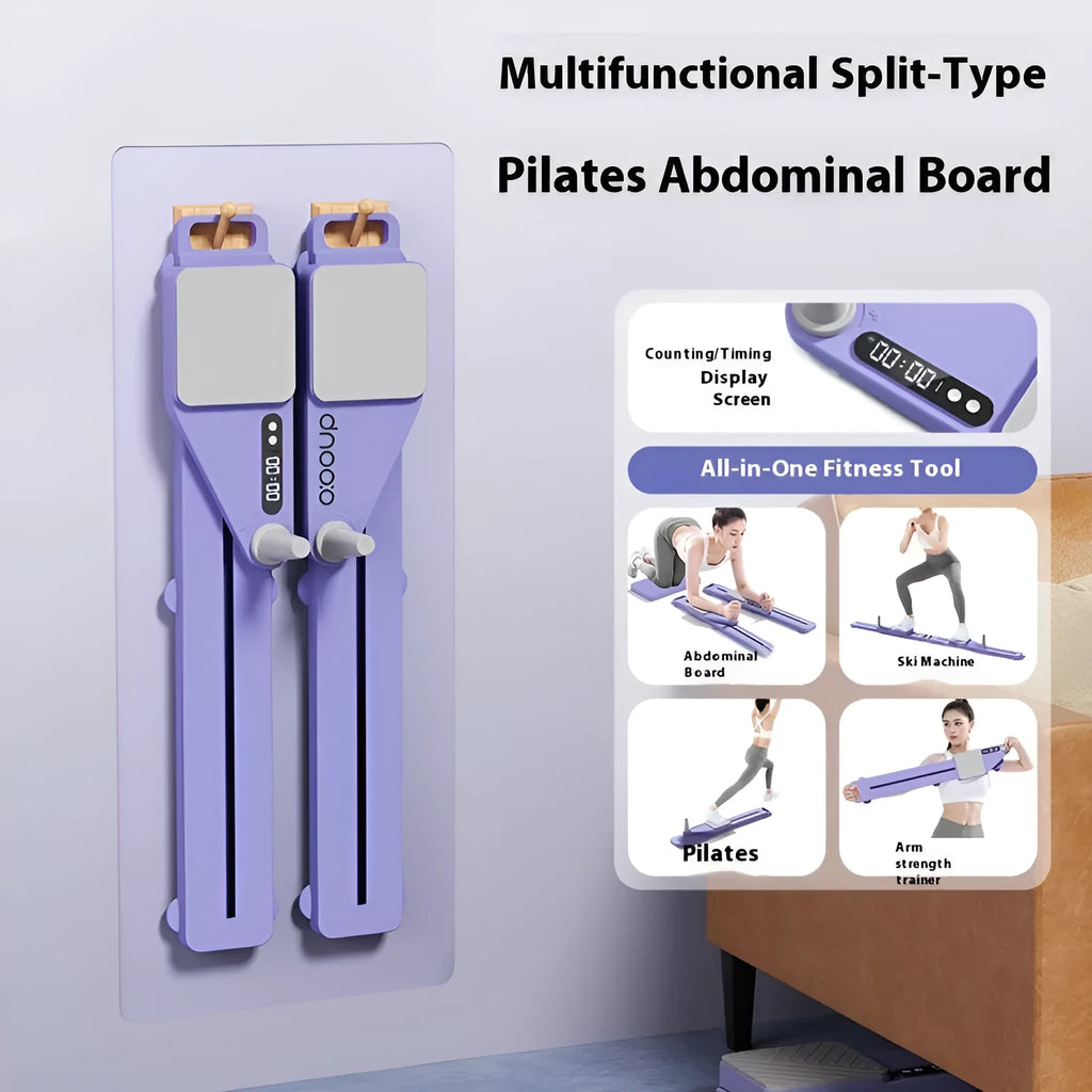 Multifunctional split supine board for ski machine training, 85cm long in pink or purple.