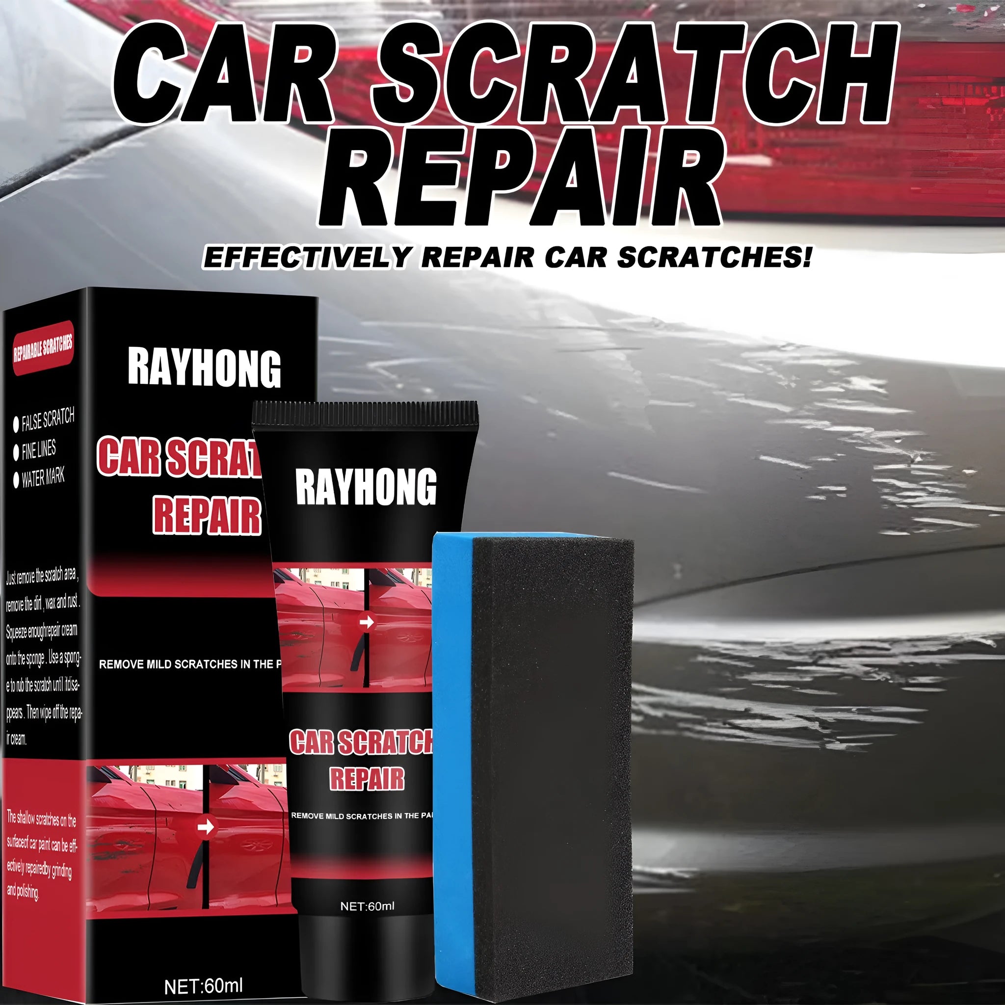 60ml pot of car scratch repair wax for paint surface polishing and minor scratch removal