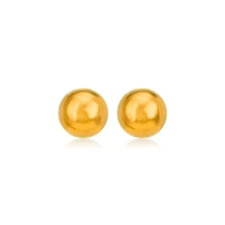 Stainless steel 18K gold-plated ball stud earrings in geometric round design