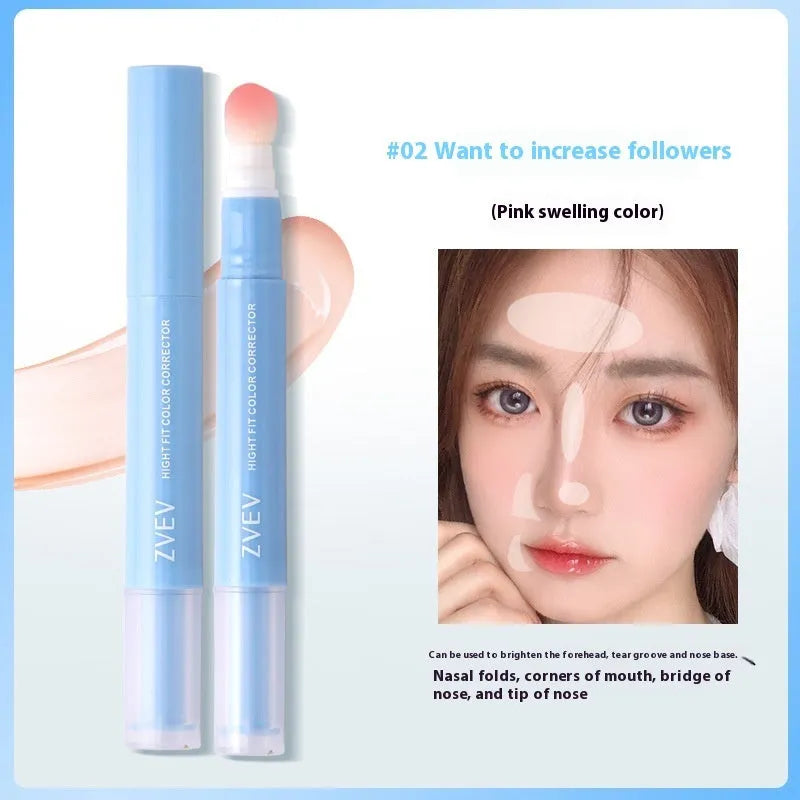 Concealer pen with sponge brush head applicator in brightening skin, pink flesh, and flesh colour shades.