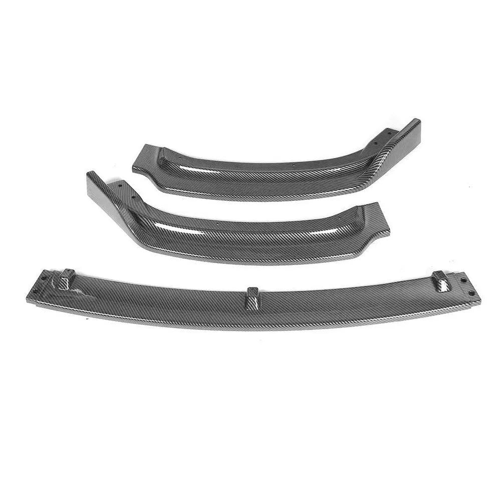 Bright black PP front bumper lip spoiler for BMW F30 F35 3 Series, shown with dimensions.