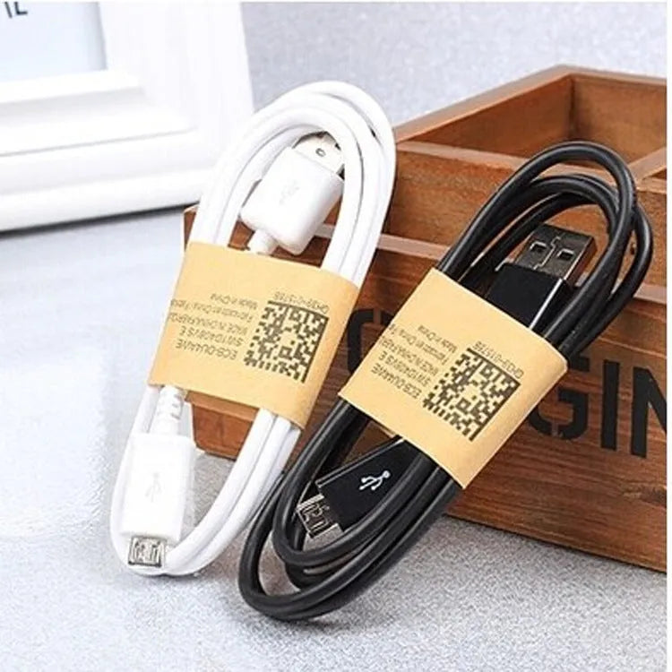 Black and white Android Micro USB data cable for phone and tablet charging and data transfer