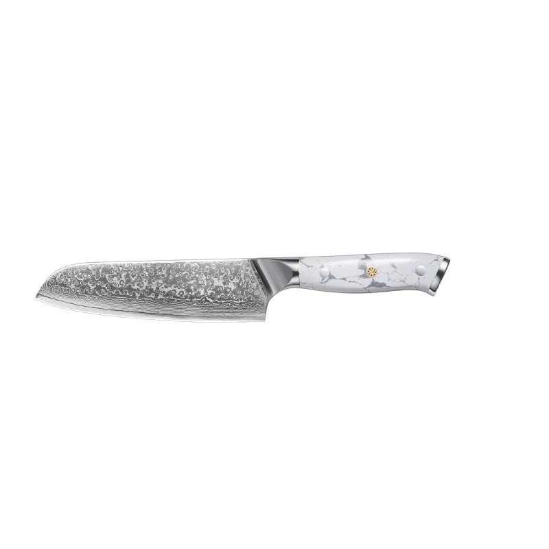 Damascus pattern VG10 steel chef's knife with 21cm blade and 11cm handle, total length 32cm